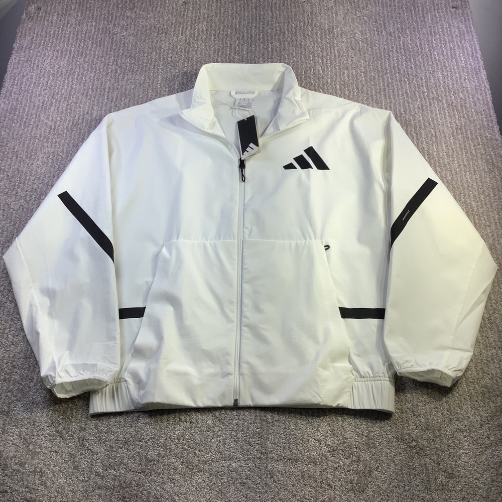 Adidas Z.N.E. Woven Track Top Mens White‎ Black Full Zip Jacket Size M NWT - Picture 2 of 16